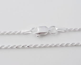 925 Sterling Silver Rope Chain - 1.25 mm - 16, 18, 20, 22, 24, 30, 36 inches - Finished Chain with Lobster Clasp