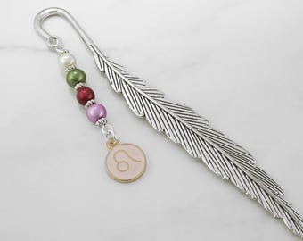 Leo Bookmark - Leo Zodiac Sign Charm Bookmark, Leo Astrology Bookmark, Leo Gifts, Astrology Gifts, Zodiac Gifts, Beaded Metal Bookmark