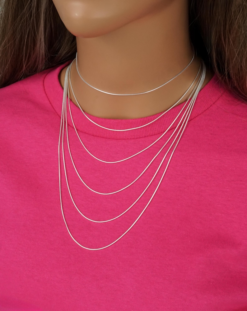 925 Sterling Silver Snake Chain - 1.2 mm - 14, 16, 18, 20, 22, 24 inches - Finished Chain with Lobster Clasp image 4