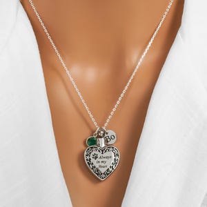 Dog Ashes Necklace: Stainless Steel Heart Pet Urn Pendant, Custom Name Charm image 3