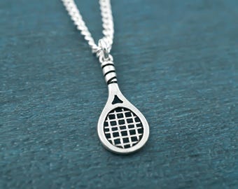 Tennis Racket Necklace - 925 Sterling Silver Tennis Jewelry - Unisex Tennis Gifts for Tennis Players, Tennis Fans and Tennis Coaches