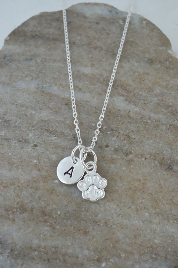 Your Pet's Paw Print On Heart Necklace