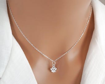 Dog Paw Necklace - 925 Sterling Silver Jewelry - Small Everyday Necklaces - Kids Jewelry - Dog Lover Gift