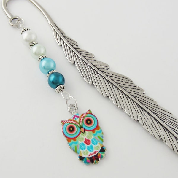 Colorful Owl Bookmark - Reader Gift - Tibetan Silver Bookmark Stationary - Owl Gift Ideas