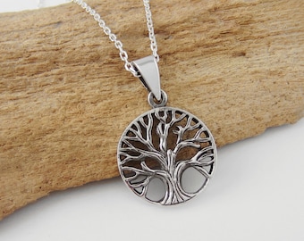 Tree of Life Necklace - 925 Sterling Silver Jewelry - Tree Jewelry - Round Tree Pendant - Silver Tree Necklace - LAST CHANCE