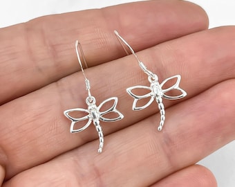 Sterling Silver Dragonfly Earrings: Minimalist Insect Jewelry