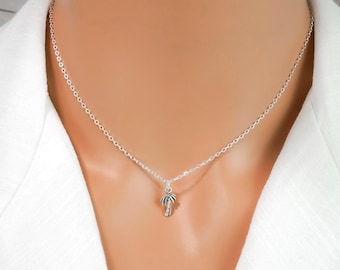 Tiny Palm Tree Necklace - Tropical Gift - Simple Necklace - 925 Sterling Silver Jewelry - Minimalist Palm Tree Jewelry - Summer Beach Gift