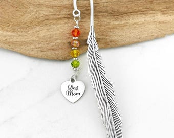 Dog Mom Bookmark - Beaded Metal Bookmark - Dog Lover Gifts for Dog Mom Gift - Laser Engraved Heart Bookmark