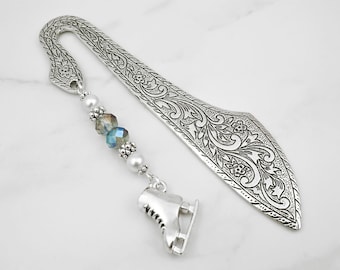 Ice Skate Bookmark - Ice Skating Gifts - Figure Skating Bookmark - Tibetan Silver Metal Bookmark - Ice Skating Teacher Gift - Hockey Skate