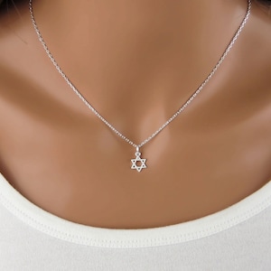 Tiny Star of David Necklace: 925 Sterling Silver Jewelry, Small Jewish Star Charm Pendant