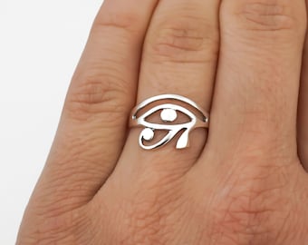 Egyptian Eye of Horus Ring - Size 6 - 925 Sterling Silver Jewelry