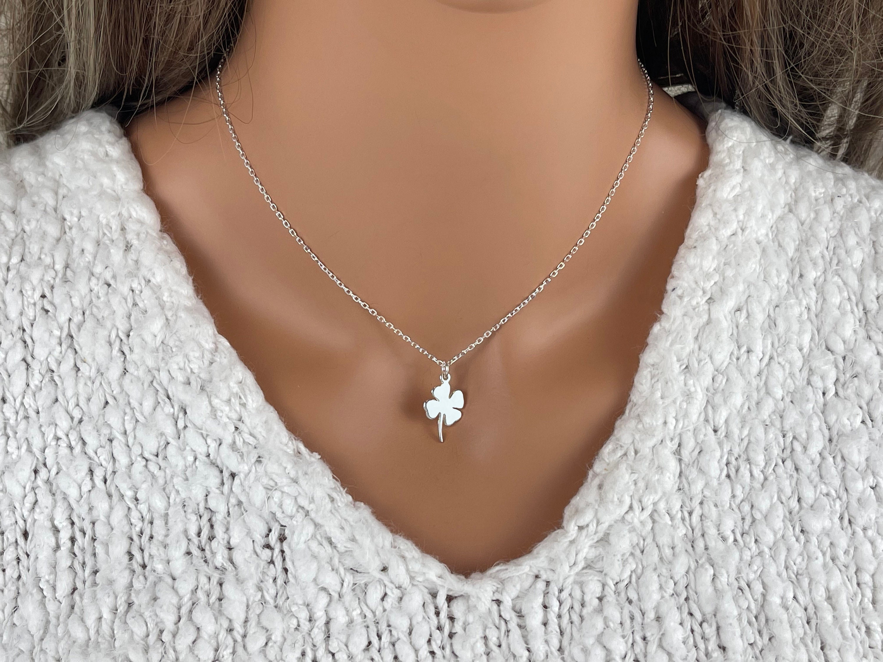 4 Leaf Clover Necklace 925 Sterling Silver Jewelry Lucky Necklace Good Luck Charm St Patricks Day Necklace Etsy
