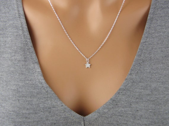 Tiny Star Necklace Minimalist Jewelry Cubic Zirconia Star Charm