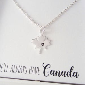 Maple Leaf Necklace - Maple Leaf Heart Charm - We'll Always Have Canada - 925 Sterling Silver Jewelry - Everyday Necklace