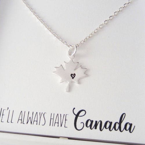 Maple Leaf Necklace Small Canada Charm Jewelry 925 Etsy Canada
