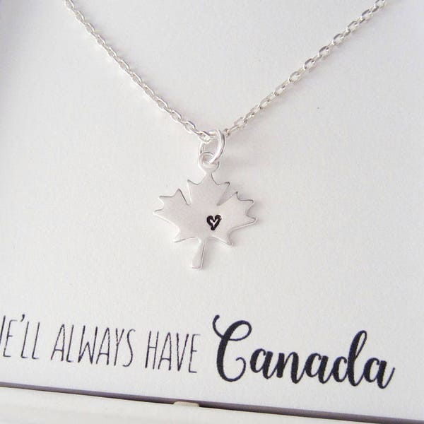 Ahornblatt Halskette - Ahornblatt Herz Anhänger - Kanada haben wir immer - 925 Sterling Silber Schmuck - Halskette für jeden Tag