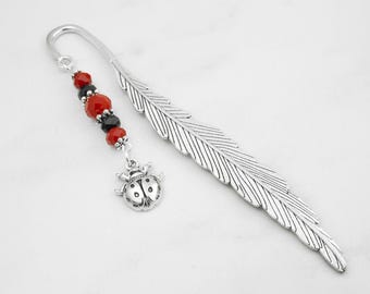 Ladybug Bookmark - Silver Insect Bookmark, Ladybug Teacher Gifts, Insect Gifts, Ladybug Gifts, Lady Bug Stationary, Ladybug Charm Bookmark