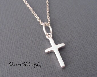 Small Cross Necklace - Religious Jewelry - Christian Cross - 925 Sterling Silver Jewelry