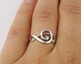 Music Note Ring - 925 Sterling Silver Jewelry - Treble Clef Ring