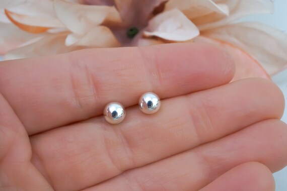 Silver Ball Stud Earrings 6mm Ball Studs 925 Sterling Silver Earrings Round 6 mm Silver Stud Earrings Minimalist Stud Earrings Etsy