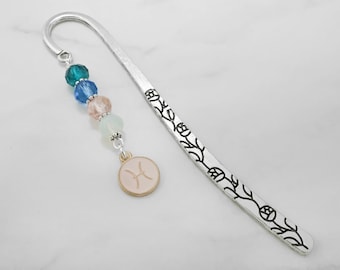 Pisces Bookmark Pisces Zodiac Sign Charm Bookmark Astrology Bookmark Pisces Gifts Astrology Gifts, Zodiac Gifts Beaded Metal Bookmark