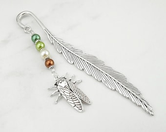 Cicada Bookmark - Tibetan Silver Bookmark - Teacher Gifts - Insect Gifts - Bug Bookmark - Unique Bookmarks