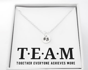 Sterling Silver Number Necklace - Custom Handstamped Charm, Personalized Sports Team Gifts