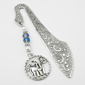 African Elephant Bookmark: Beaded Animal Charm Bookmarkers