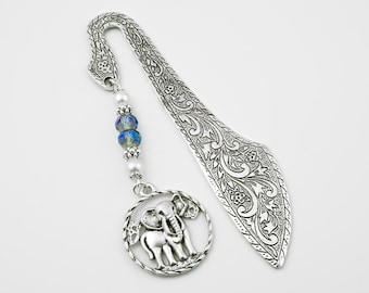 African Elephant Bookmark: Beaded Animal Charm Bookmarkers