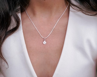 Dog Paw Print Charm Necklace: Dainty Everyday Sterling Silver Jewelry for Dog Lovers