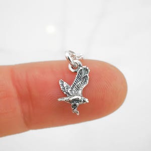 Tiny Eagle Necklace - Tiny Silver Hawk Charm Necklace - 925 Sterling Silver Jewelry