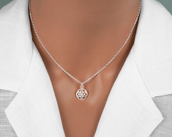 Tiny Flower of Life Necklace - 925 Sterling Silver Jewelry, Small Flower of Life Charm Necklace, Sacred Geometry Necklace, Spiritual Jewlery