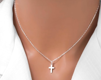 Sterling Silver Cross Necklace - Small Cross Charm Necklace - Religious Jewelry - Minimalist Cross Pendant - Unisex Cross Necklace