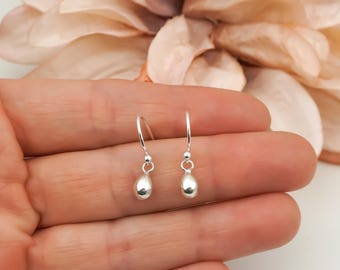 Tiny Teardrop Earrings - Minimalist Jewelry Dainty Tear Drop Charm Earrings 925 Sterling Silver Earrings - Simple Everyday Jewelry