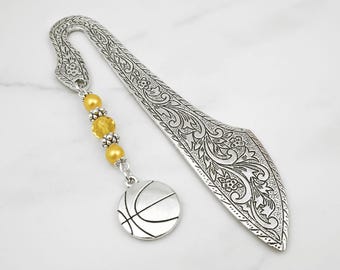 Basketball Charm Bookmark for Basketball Team Gifts Beaded Metal Bookmark Sports Gifts Basketball Coach Gifts for Basketball Player Gifts