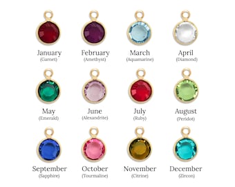 Gold Preciosa Crystal Birthstone Charm - Round 6mm Stones - Add on Birthstone Charm