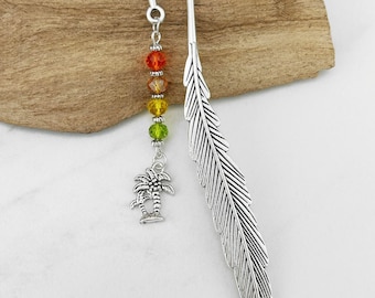 Palm Tree Bookmark: Beaded Tropical Travel Gift