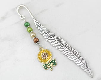 Sunflower Bookmark - Tibetan Silver Bookmark Sun Flower Stationary Teacher Gifts for Teachers Enamel Flower Charm Gifts Sunflower Gifts