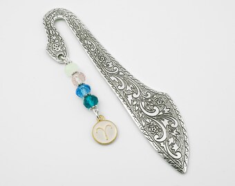 Aries Bookmark - Astrology Gifts, Zodiac Gifts, Aries Zodiac Sign Charm Bookmark, Astrology Bookmark, Aries Gifts, Beaded Metal Bookmark