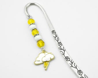 Lightning Bolt Bookmark - Thunder Bolt Bookmark - Weather Gifts - Tibetan Silver Stationary - Storm Bookmark, Lightning Cloud Book Marker
