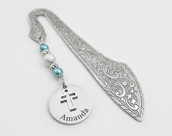 Personalized Cross Bookmark: Engraved Name Christian Faith Gifts for Teachers and Book Readers