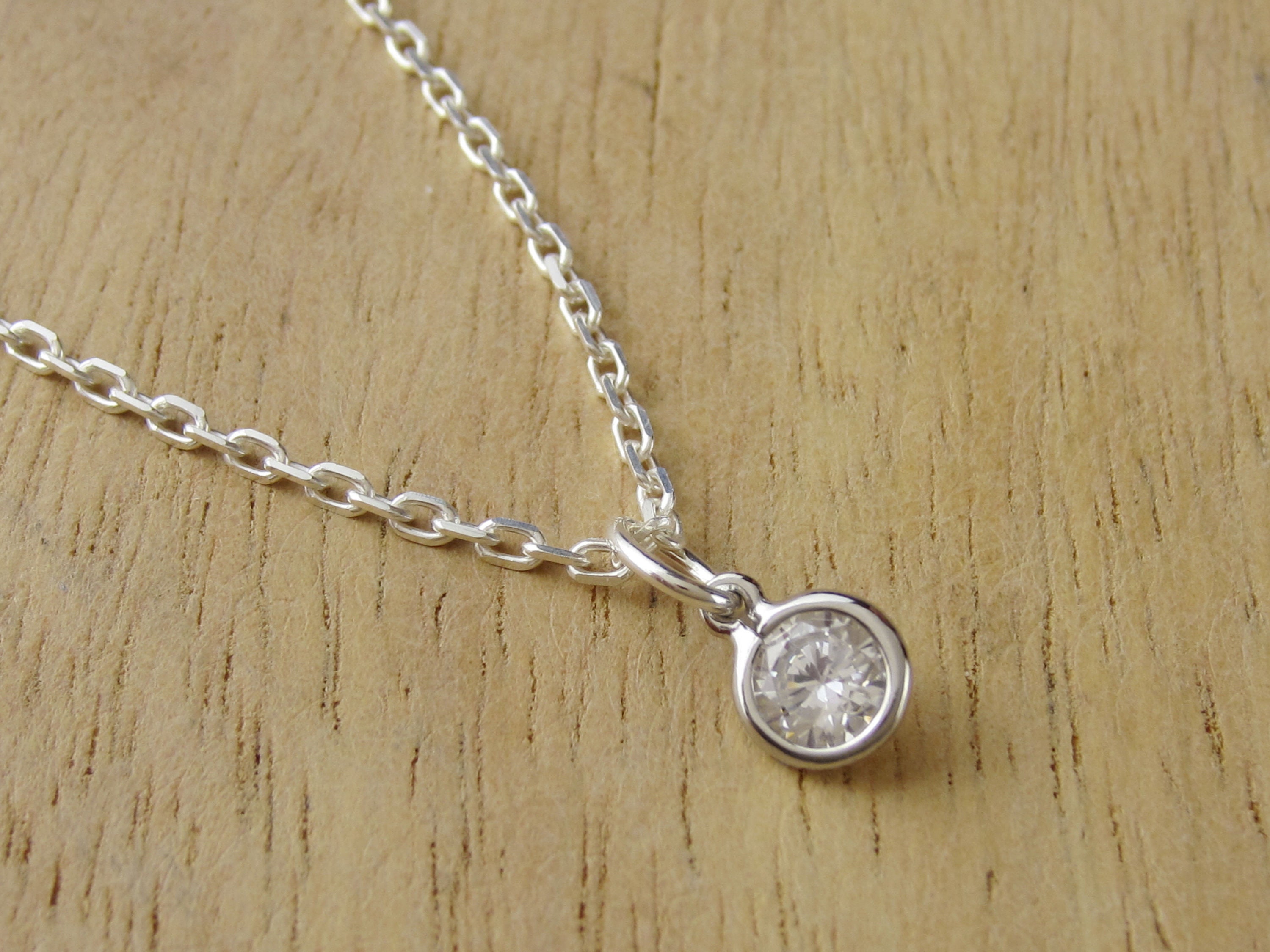 Tiny dot necklace, dainty charm pendant, sterling silver chain