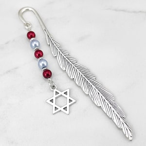 Star of David Bookmark - Tibetan Silver Beaded Bookmark - Star of David Charm Bookmark - Jewish Star Bookmark - Judaism Gifts - Rabbi Gifts