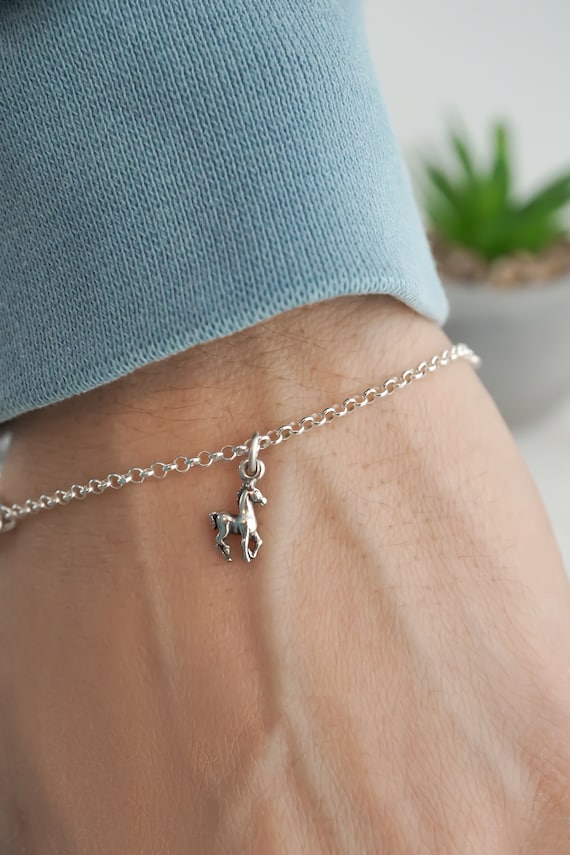 Horse Bracelet Horse Anklet 925 Sterling Silver Horse Charm Bracelet Tiny Horse Jewelry Minimalist Bracelet Etsy Australia