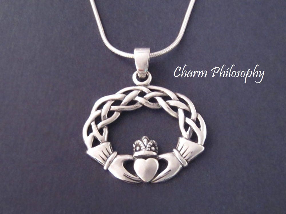 Claddagh Necklace Unisex 925 Sterling Silver Jewelry Irish