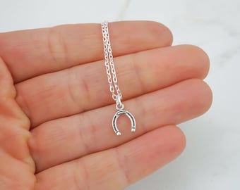 Tiny Horseshoe Necklace - 925 Sterling Silver Jewelry - Small Everyday Necklaces - Horse Shoe Necklace - Good Luck Gift