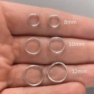 Sleeper Earrings - Pair of Minimalistic Hoop Earrings - Small Silver Hoops - 925 Sterling Silver - 12mm, 10mm and 8mm - Tragus Earrings