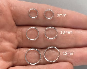 Sleeper Earrings - Pair of Minimalistic Hoop Earrings - Small Silver Hoops - 925 Sterling Silver - 12mm, 10mm and 8mm - Tragus Earrings