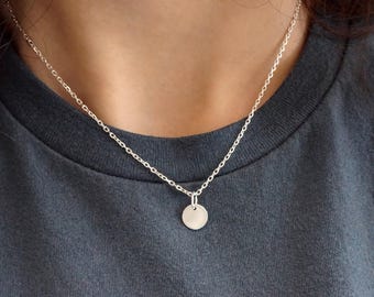 Circle Necklace - Minimalist Jewelry - Sterling Silver - Plain Circle - Small Disk Necklace - Simple Jewelry - Dot Charm Pendant