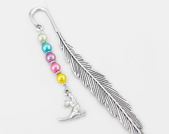 Cat Bookmark: Silver Feline Charm Beaded Book Marker, Cat Gifts